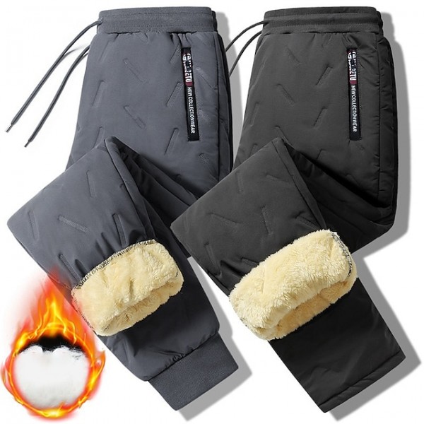 Men's Sherpa Fleece Pants Sweatpants Winter Pants Trousers Pocket Drawstring Elastic Waist Plain Comfort Breathable Outdoor Daily Going out Fashion Casual / Sporty Black Black Straight Leg