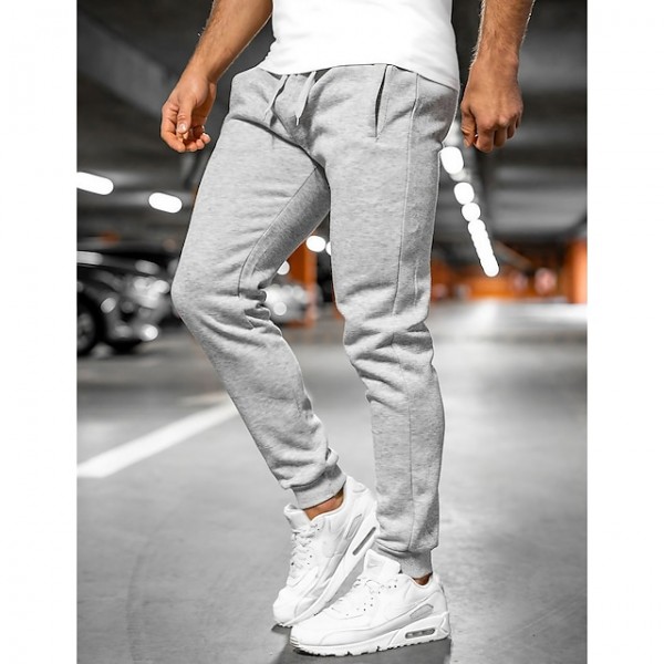 Men's Sweatpants Joggers Pocket Drawstring Elastic Waist Plain Comfort Breathable Outdoor Daily Going out Fashion Casual Black Light Grey