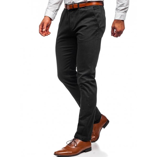 Men's Trousers Chinos Chino Pants Pocket Plain Comfort Breathable Outdoor Daily Going out Fashion Casual Black White