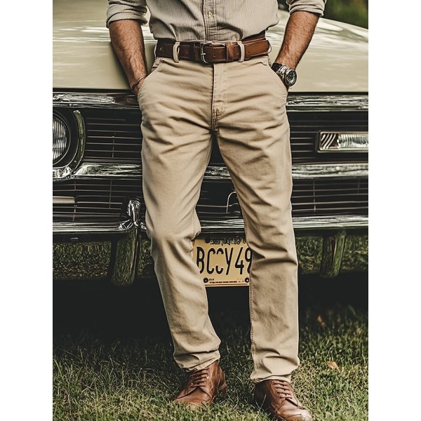 Men's Trousers Chinos Chino Pants Casual Pants Buttons Front Pocket Plain Comfort Soft Business Daily Going out Fashion Streetwear Black White Micro-elastic