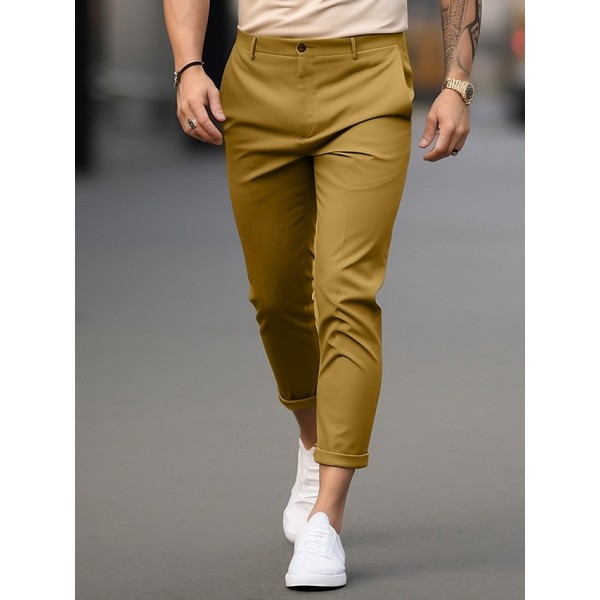 Men's Trousers Chinos Summer Pants Casual Pants Front Pocket Plain Comfort Breathable Casual Daily Holiday Fashion Basic Black White