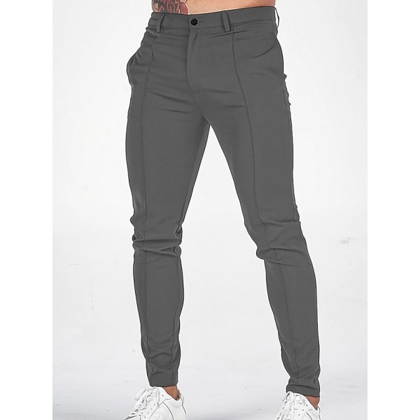 Men's Chinos Chino Pants Pocket Geometry Comfort Breathable Outdoor Daily Going out Fashion Casual Black Dark Blue Inelastic