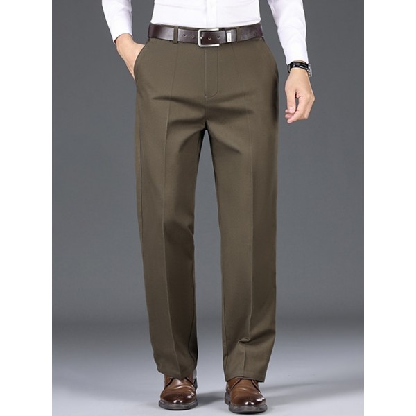 Men's Trousers Chinos Chino Pants Pocket Plain Comfort Breathable Outdoor Daily Going out Fashion Casual Black Khaki