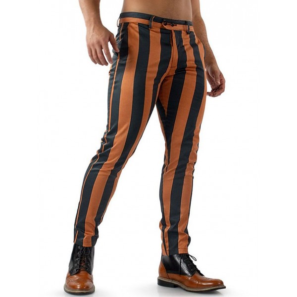 Men's Trousers Chinos Chino Pants Pocket Stripe Comfort Breathable Outdoor Daily Going out Fashion Casual Orange Green