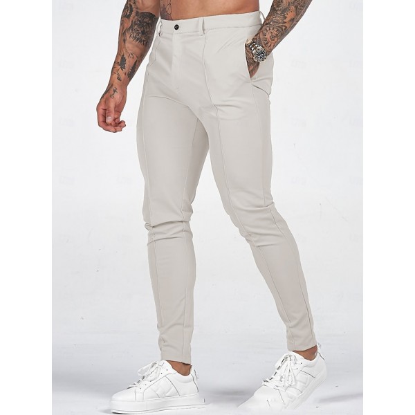 Men's Trousers Chinos Chino Pants Pocket Plain Comfort Breathable Outdoor Daily Going out Fashion Casual Black Dark Blue