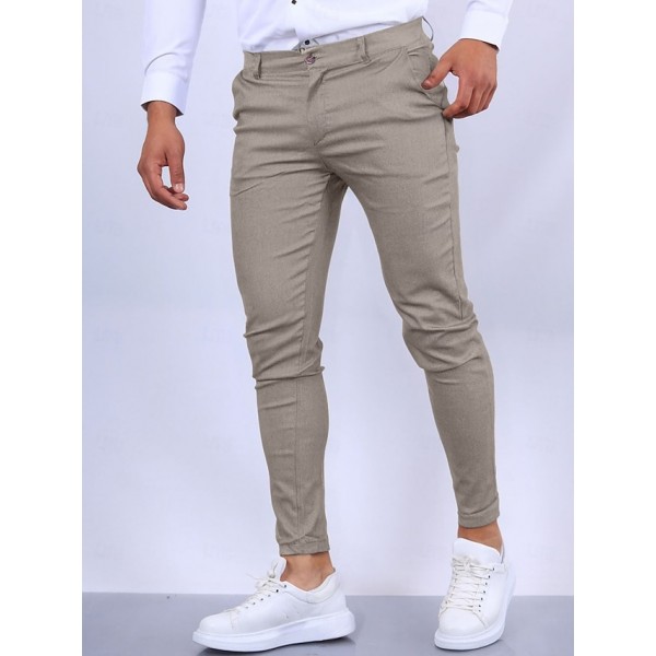 Men's Trousers Chinos Chino Pants Pocket Plain Comfort Breathable Outdoor Daily Going out Fashion Streetwear Black Orange