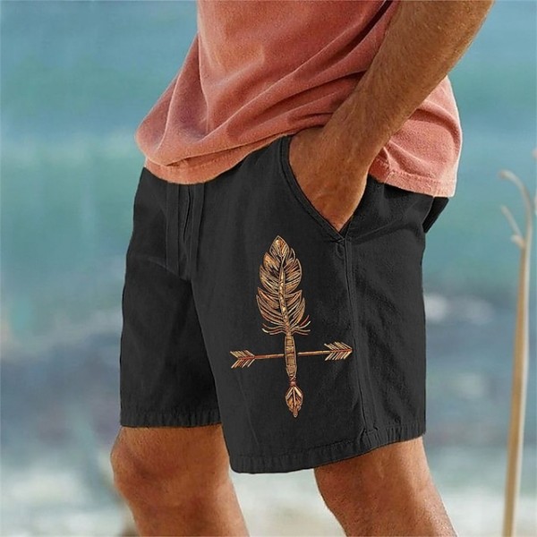 Men's Shorts Summer Shorts Beach Shorts Drawstring Elastic Waist Print Graphic Comfort Breathable Short Outdoor Casual Daily Vacation Hawaiian Black Micro-elastic
