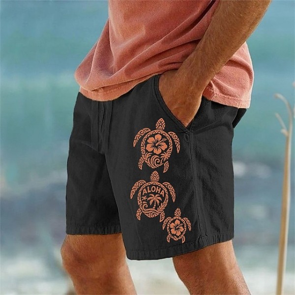 Men's Shorts Summer Shorts Beach Shorts Drawstring Elastic Waist Print Animal Comfort Breathable Short Outdoor Casual Daily Vacation Hawaiian Black White Micro-elastic