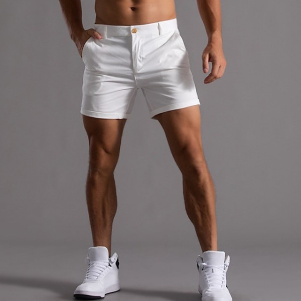 Men's Shorts Chino Shorts Bermuda shorts Work Shorts Pocket Plain Comfort Breathable Short Daily Stylish Casual Black White Micro-elastic