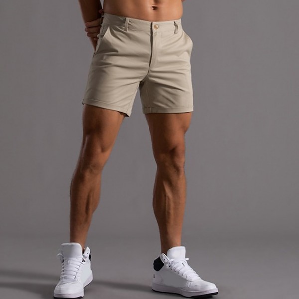 Men's Shorts Chino Shorts Bermuda shorts Work Shorts Pocket Straight Leg Plain Comfort Breathable Short Sports Outdoor Casual Daily Fashion Streetwear Black White
