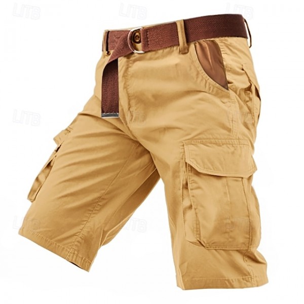 Men's Cargo Shorts Shorts Buttons Multi Pocket Plain Wearable Short Outdoor Daily Camping & Hiking Fashion Classic Army Green Green