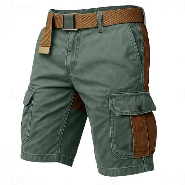 Men's Cargo Shorts Outdoor Shorts Casual Shorts Hiking Shorts Patchwork Multi Pocket Straight Leg Color Block Moisture Wicking Wearable Knee Length Outdoor Casual Daily Fashion Classic Style Black