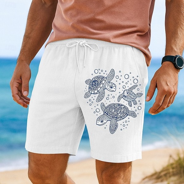 Men's Shorts Summer Shorts Beach Shorts Drawstring Elastic Waist Print Animal Comfort Breathable Knee Length Outdoor Holiday Going out Vacation Hawaiian Black White Micro-elastic