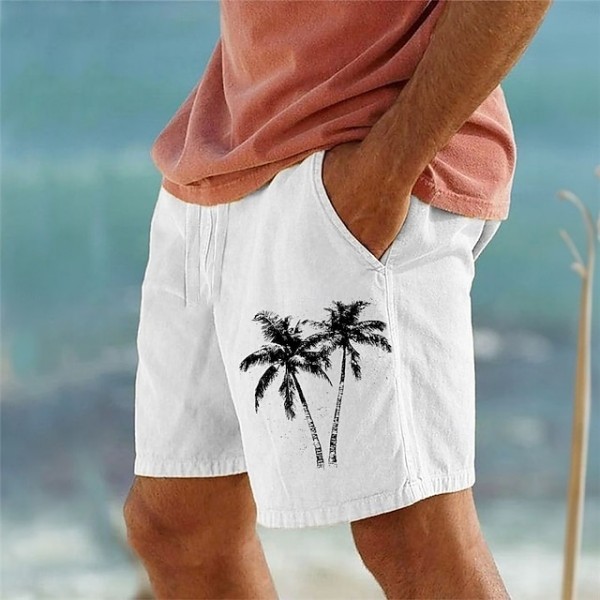 Men's Shorts Summer Shorts Beach Shorts Drawstring Elastic Waist Print Animal Comfort Breathable Knee Length Outdoor Holiday Going out Vacation Hawaiian Black White Micro-elastic