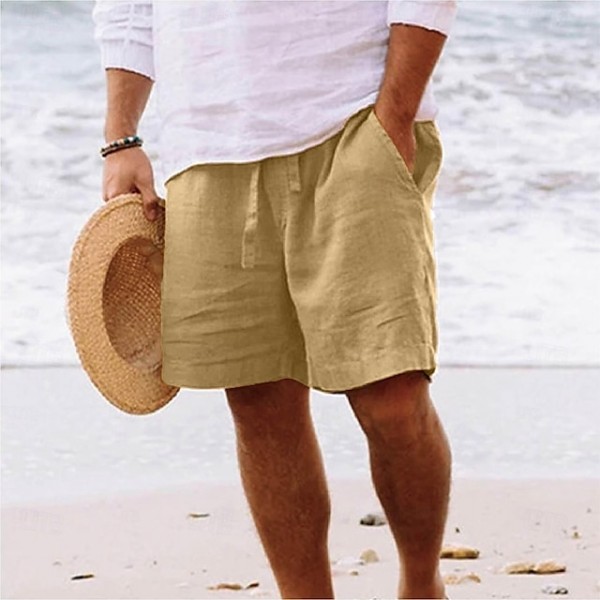 Men's Shorts Summer Shorts Beach Shorts Drawstring Elastic Waist Straight Leg Plain Comfort Breathable Short Daily Beach Fashion Chic & Modern Black Yellow Micro-elastic