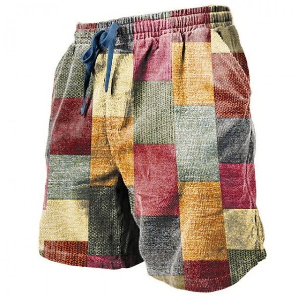 Men's Graphic Color Block Patchwork Shorts Summer Shorts Casual Shorts Mid Waist Fashion Streetwear Designer Casual Daily Holiday Pocket Drawstring Elastic Waist Designer Clothing Apparel