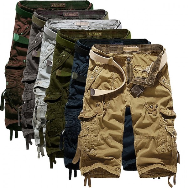 Men's Cargo Shorts Shorts Capri Pants Hiking Shorts Leg Drawstring 6 Pocket Plain Comfort Outdoor Daily Going out Fashion Streetwear Wine Army Green
