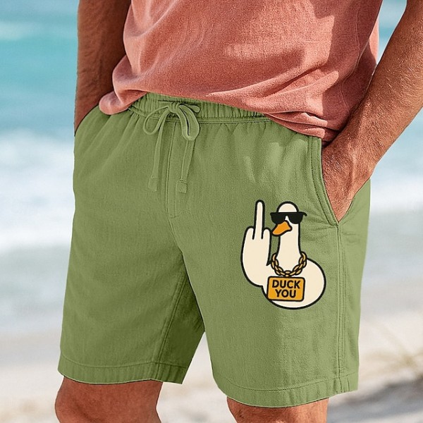 Men's Shorts Summer Shorts Beach Shorts Drawstring Elastic Waist Print Graphic Animal Comfort Breathable Short Outdoor Casual Daily Vacation Hawaiian White Green Micro-elastic