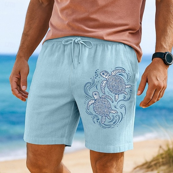 Men's Shorts Summer Shorts Beach Shorts Drawstring Elastic Waist Print Animal Comfort Breathable Short Outdoor Holiday Going out Vacation Hawaiian Black White Micro-elastic