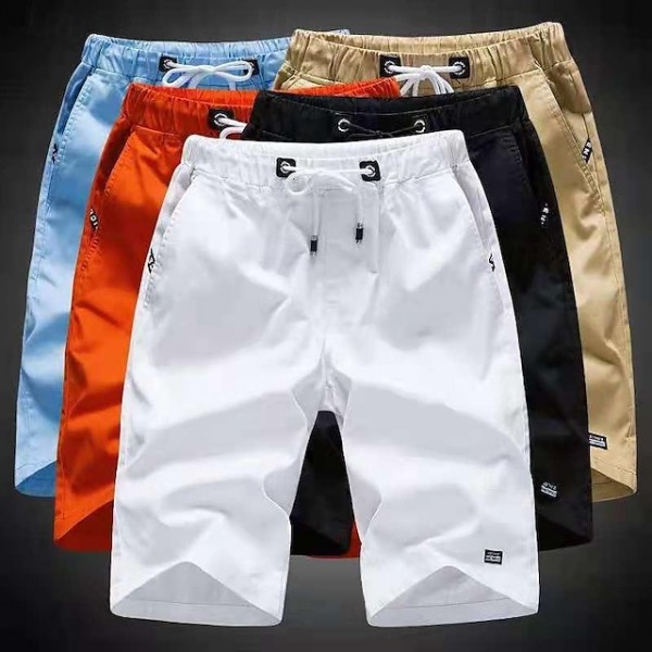Men's Board Shorts Swim Trunks Beach Shorts Casual Shorts Drawstring Elastic Waist Solid Colored Outdoor Sports Knee Length Daily Leisure Sports Casual / Sporty Athleisure Black White