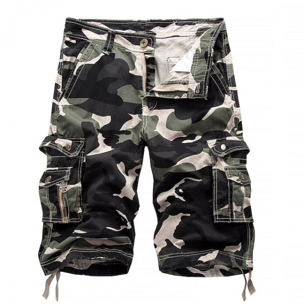 Men's Cargo Shorts Camo Shorts Hiking Shorts Multi Pocket Multiple Pockets Straight Leg Camouflage Breathable Outdoor Knee Length Casual Daily Streetwear Stylish Camouflage Red Yellow camouflage