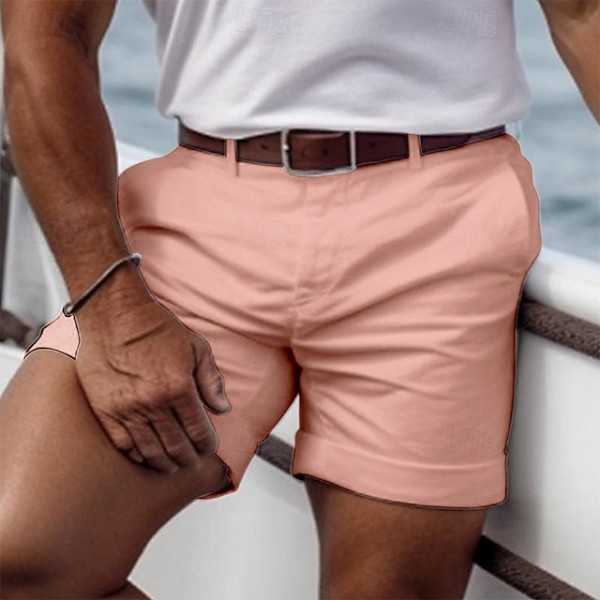 Men's Pink Shorts Shorts Summer Shorts Casual Shorts Buttons Front Pocket Plain Comfort Breathable Short Casual Daily Holiday Fashion Designer Black White