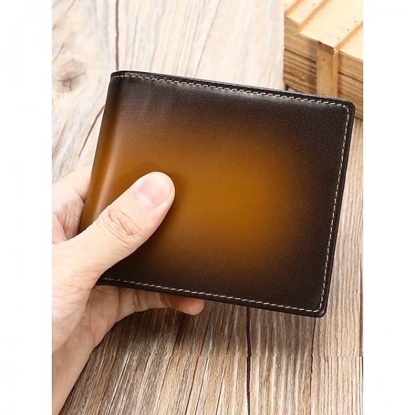 Men's RFID Blocking Genuine Leather Wallet 鈥?Slim Bifold Design with Gradient Finish,  Premium Cowhide, Available in Brown, Red, and Black