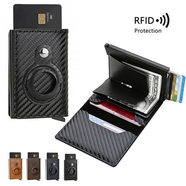Men's RFID-Blocking Carbon Fiber Wallet with Card Holder & Airtag Ring 鈥?Sleek, Secure, and Stylish for Daily Use and Travel