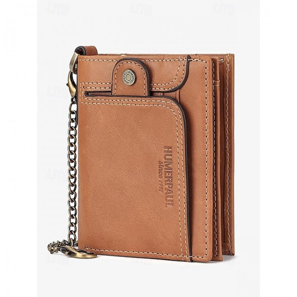Men's Premium Cowhide RFID Blocking Wallet - Vintage Bifold Leather Wallet with Coin Zipper, Card Slots for Everyday Use