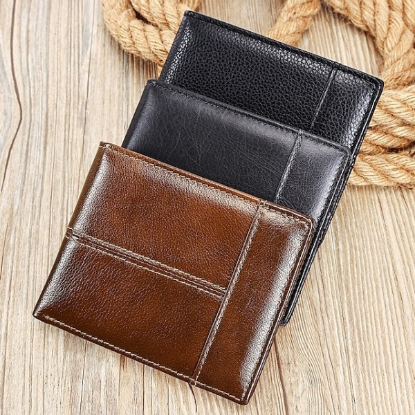 Men's Women's Wallet Credit Card Holder Wallet Cowhide Daily Casual Daily Durable RFID Blocking Dark Grey Wine Black