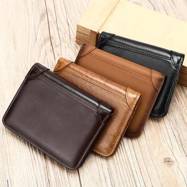 Men's Women's Wallet Coin Purse Credit Card Holder Wallet Cowhide Daily Casual Daily Durable Light Brown Dark Brown Black