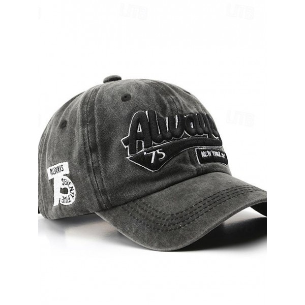 Men's Baseball Cap Sun Hat Trucker Hat Black Yellow Cotton Embroidered Fashion Casual Street Daily Letter Adjustable Sunscreen Breathable