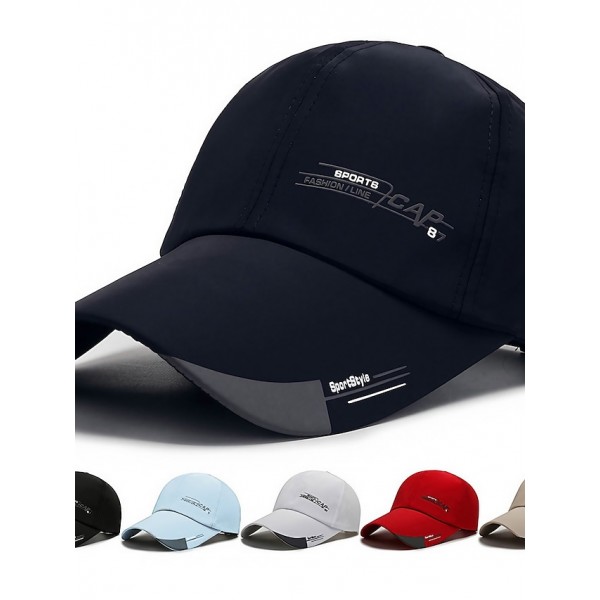 Men's Baseball Cap Black White Polyester Print Fashion Classic & Timeless Chic & Modern Outdoor Daily Letter Portable Breathable