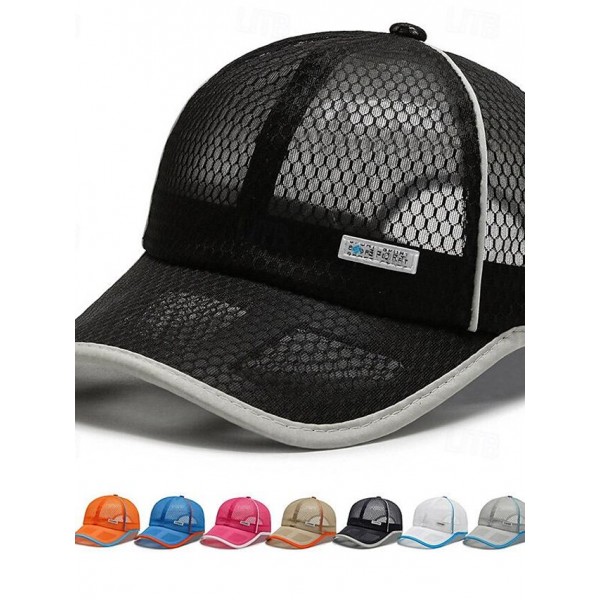Men's Baseball Cap Sun Hat Trucker Hat Mesh Cap Black White Polyester Mesh Fashion Casual Street Daily Plain Adjustable Sunscreen Breathable