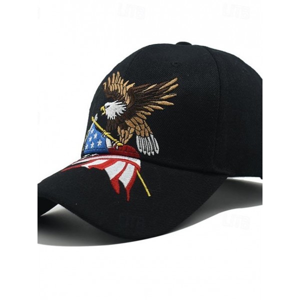Men's Baseball Cap Sun Hat Trucker Hat Black White Cotton Embroidered Fashion Casual Street Daily Eagle Adjustable Sunscreen Breathable
