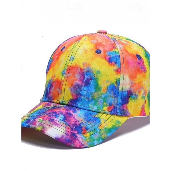 Men's Baseball Cap Sun Hat Trucker Hat White Blue Cotton Adjustable Fashion Daily Wear Festival Tie Dye Casual / Daily
