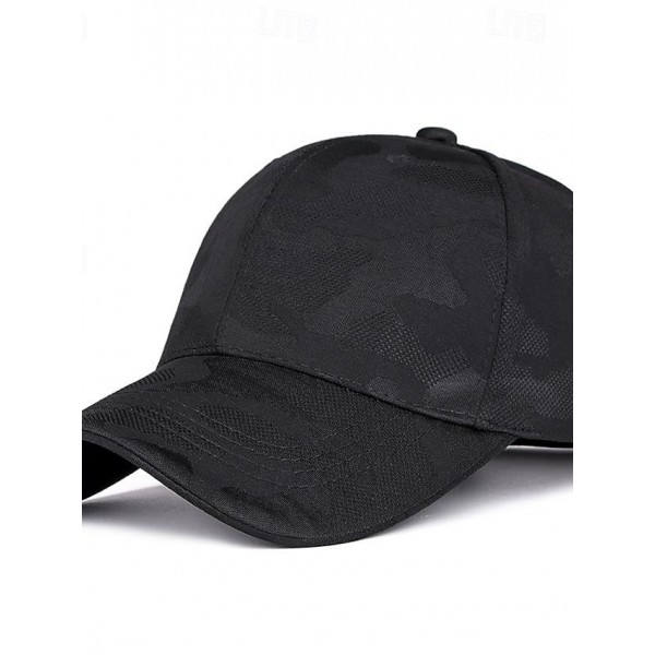 Men's Baseball Cap Sun Hat Trucker Hat Black White Polyester Fashion Casual Street Daily Camo Plain Adjustable Sunscreen Breathable