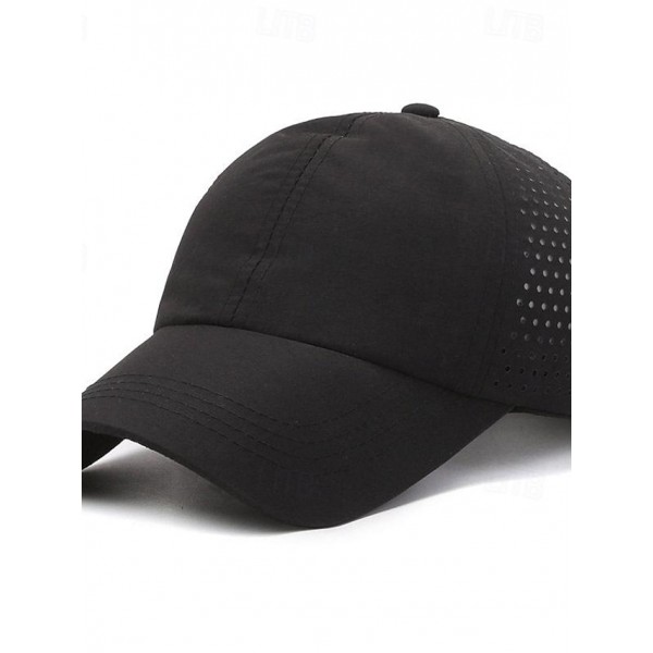 Men's Baseball Cap Sun Hat Trucker Hat Black White Polyester Fashion Casual Street Daily Plain Adjustable Sunscreen Breathable Quick Dry