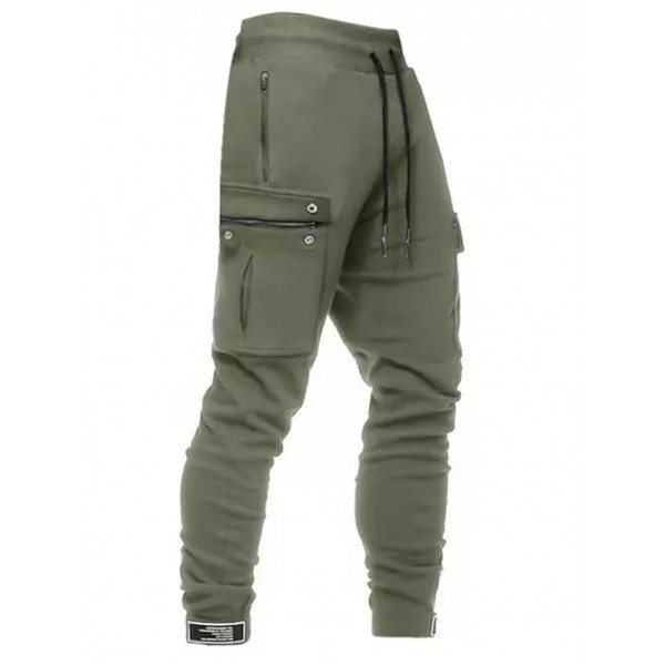 Men's Sweatpants Joggers Trousers Drawstring Multi Pocket Solid Color Comfort Breathable Pants Casual Daily Cotton Blend Sports Fashion ArmyGreen Black Micro-elastic / Elasticity
