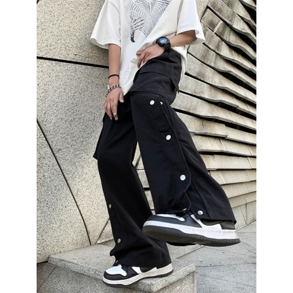 Men's Trousers Cargo Pants Drawstring Elastic Waist Solid Color Comfort Breathable Pants Casual Daily Sports Fashion Black Army Green Micro-elastic / Elasticity