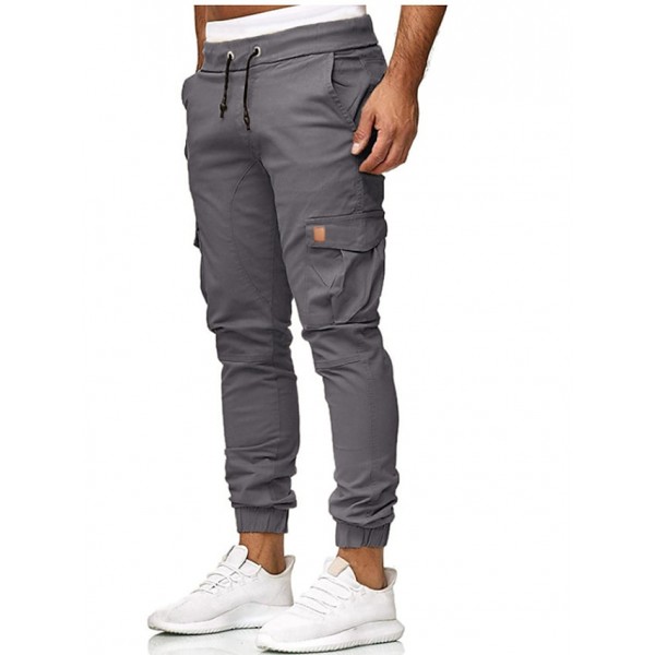 Men's Streetwear Jogger Chinos Sweatpants Elastic Waistband Drawstring Multi Pocket Full Length Pants Micro-elastic Solid Colored Cotton Mid Waist White Black Gray Army Green Khaki S M L XL XXL