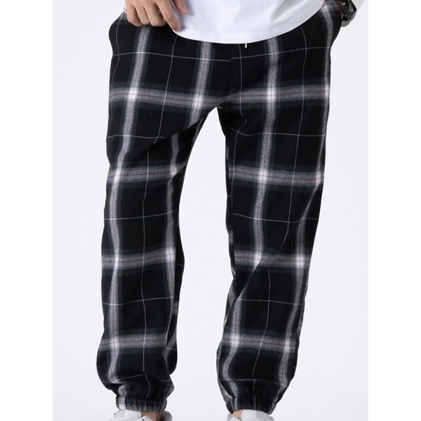 Men's Sweatpants Joggers Trousers Drawstring Elastic Waist 3D Print Plaid Comfort Breathable Pants Sports Outdoor Casual Streetwear Designer Black Micro-elastic / Elasticity