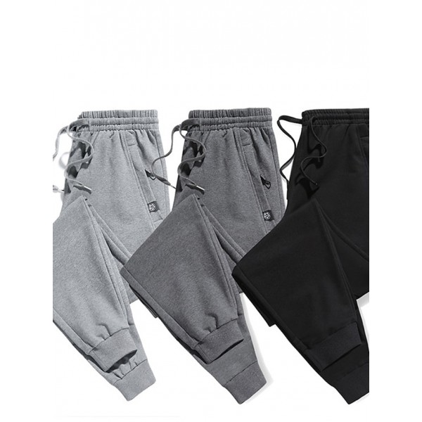 Men's Sweatpants Trousers Tapered pants Pocket Drawstring Solid Color Breathable Outdoor Full Length Pants Casual Daily Stylish Casual Black Grey Micro-elastic / Winter