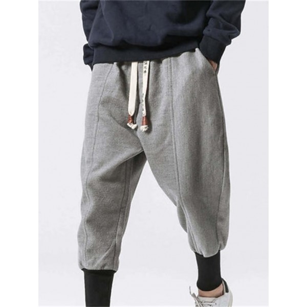 Men's Sweatpants Joggers Trousers Drawstring Elastic Waist Solid Color Comfort Breathable Pants Casual Daily Cotton Blend Sports Fashion Black Light gray Micro-elastic / Elasticity