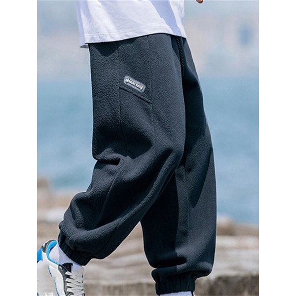 Men's Sweatpants Joggers Trousers Drawstring Elastic Waist Solid Color Comfort Breathable Pants Casual Daily Sports Fashion Black Deep Blue Micro-elastic / Elasticity