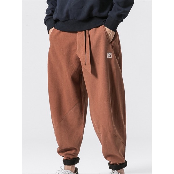 Men's Trousers Winter Pants Casual Pants Pocket Solid Color Comfort Breathable Pants Casual Daily Corduroy Fashion Classic Loose Fit Black Orange Micro-elastic