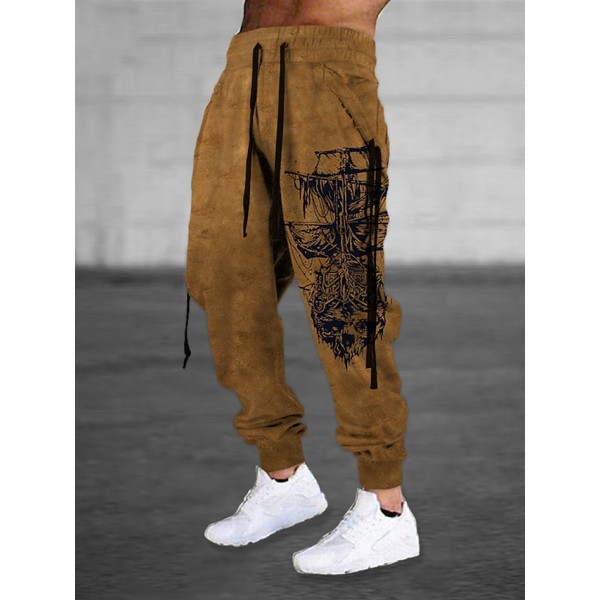 Men's Sweatpants Joggers Trousers Drawstring Elastic Waist 3D Print Graphic Prints Boat Comfort Breathable Pants Sports Outdoor Casual Cotton Blend Streetwear Designer Green Blue Micro-elastic