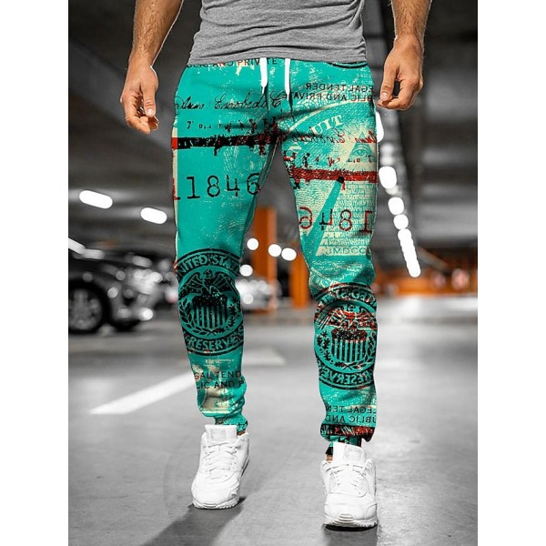 Men's Sweatpants Joggers Trousers Drawstring Elastic Waist 3D Print Graphic Prints Comfort Breathable Pants Sports Outdoor Casual Streetwear Designer Green Micro-elastic / Elasticity