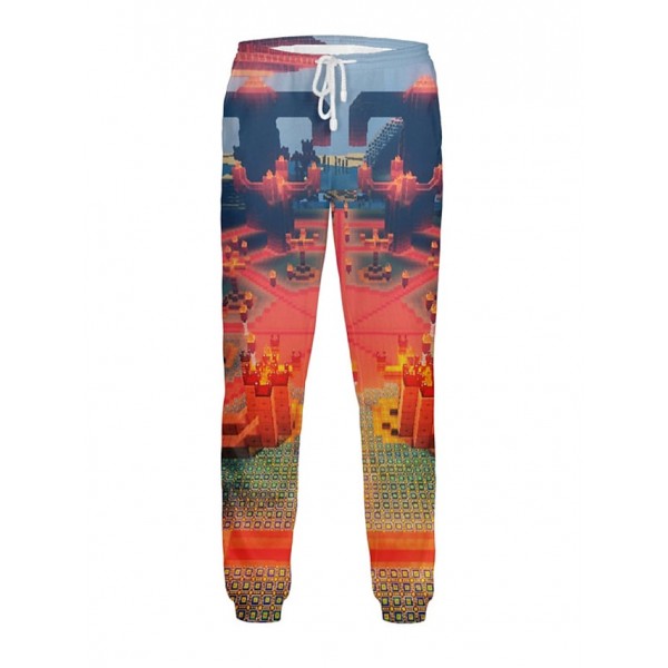 Men's Sweatpants Joggers Trousers Drawstring Elastic Waist 3D Print Graphic Prints Comfort Breathable Pants Sports Outdoor Casual Streetwear Stylish Red Micro-elastic / Elasticity