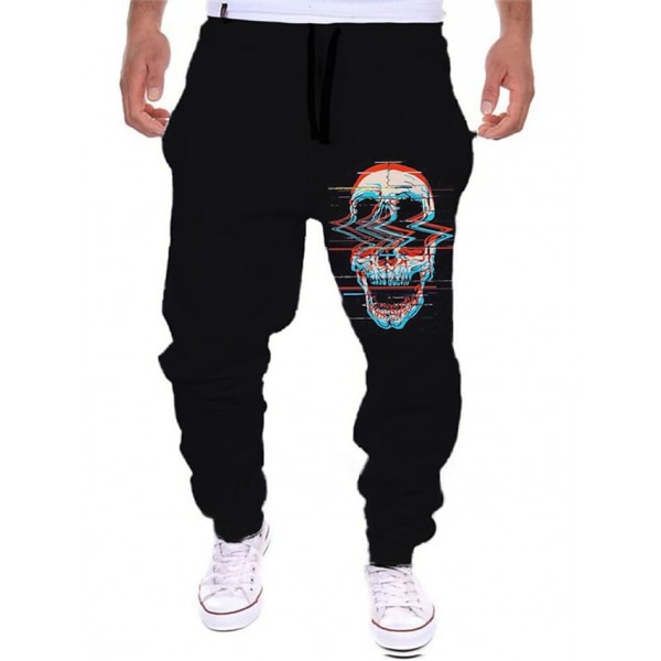 Men's Sweatpants Joggers Trousers Drawstring Elastic Waist Print Skull Graphic Prints Comfort Breathable Pants Sports Outdoor Casual Cotton Blend Streetwear Designer Black Micro-elastic / Elasticity